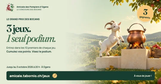 Grand Prix des Bocans : 3 jeux, 1 seul podium et 3 gagnants, avec le bouc, le chaudron et les fruits.