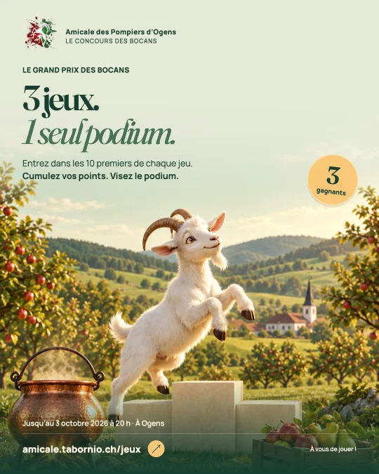 Grand Prix des Bocans : 3 jeux, 1 seul podium et 3 gagnants, avec le bouc, le chaudron et les fruits.