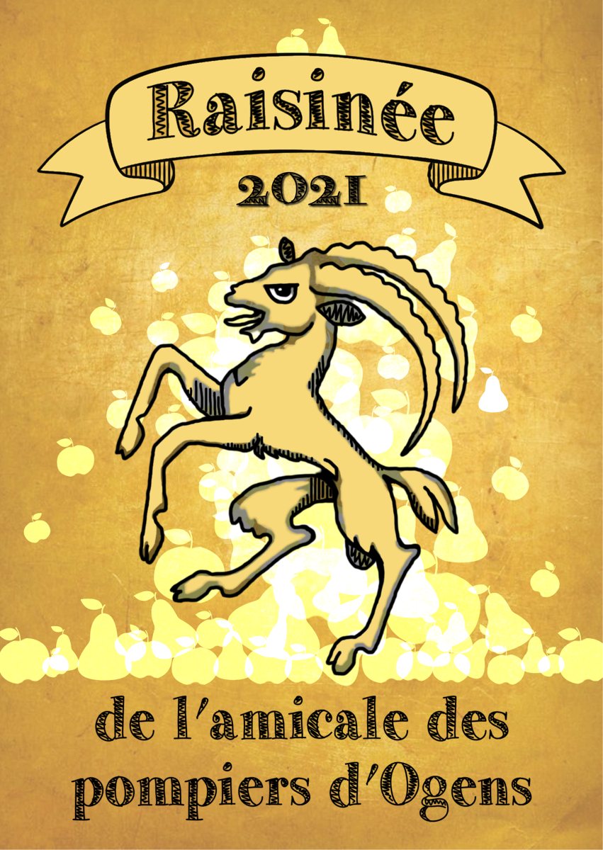Étiquette de la raisinée 2021 de l'amicale des pompiers d'Ogens